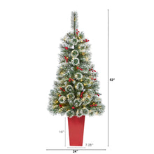 Load image into Gallery viewer, 52' Frosted Swiss Pine Artificial Christmas Tree w/ 100 Clear LED Lights
