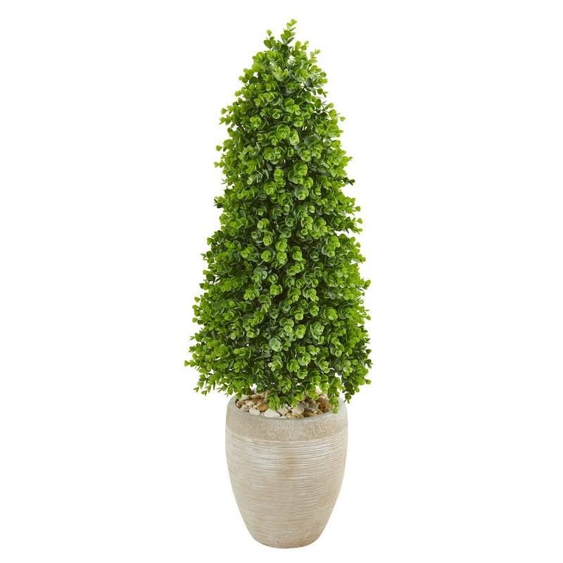 3.5' Eucalyptus Topiary in Sand Colored Planter (Indoor/Outdoor)