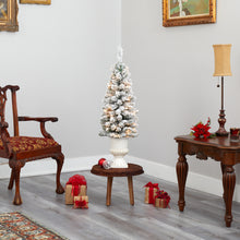 Load image into Gallery viewer, 3' Flocked Pencil Artificial Christmas Tree w/ 50 Clear Lights &amp; 132 Bendable
