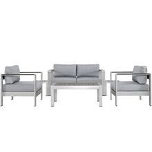 Load image into Gallery viewer, Shore 6 Piece Outdoor Patio Aluminum Sectional Sofa Set by Modway
