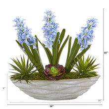Load image into Gallery viewer, 15&quot; Hyacinth and Succulent Artificial Plant in Decorative Planter
