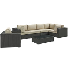 Load image into Gallery viewer, Sojourn 7 Piece Outdoor Patio Sunbrella¨ Sectional Set by Modway
