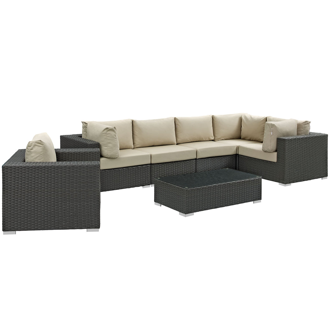 Sojourn 7 Piece Outdoor Patio Sunbrella¨ Sectional Set by Modway