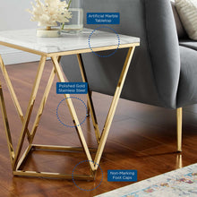 Load image into Gallery viewer, Vertex Gold Metal Stainless Steel End Table by Modway

