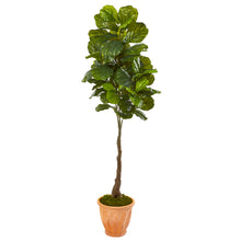 Load image into Gallery viewer, 67"  Fiddle Leaf Artificial Tree in Terra-Cotta Planter (Real Touch)
