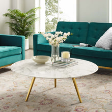 Load image into Gallery viewer, Lippa 40&quot; Round Faux Marble Coffee Table with Tripod Base by Modway
