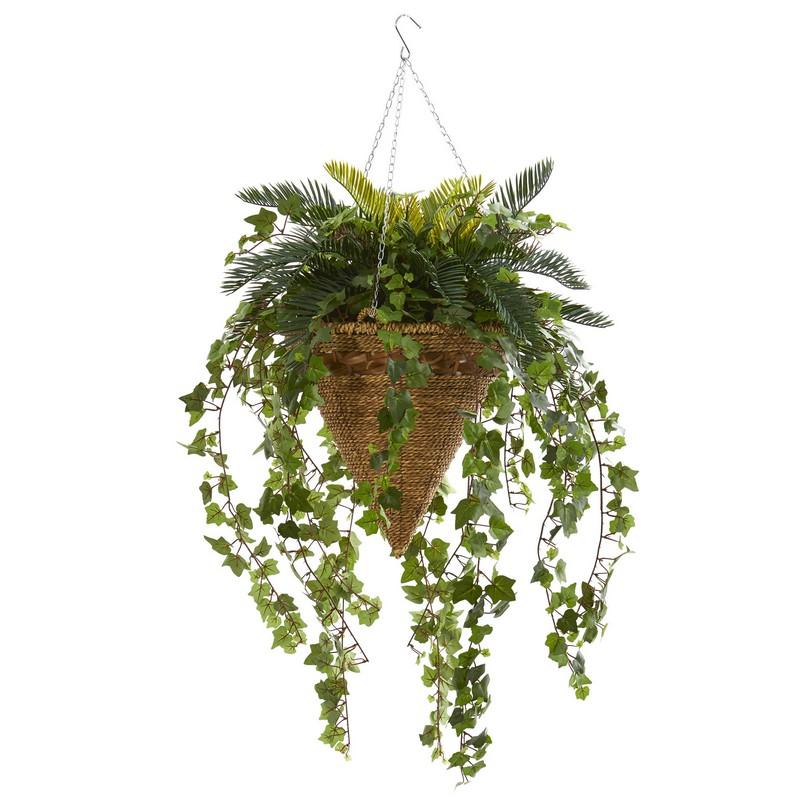 41' Cycas and Ivy Artificial Plant in Hanging Basket