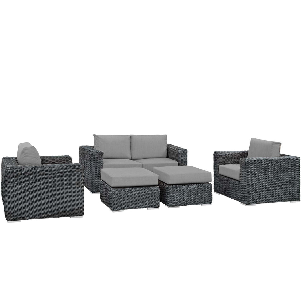 Summon 5 Piece Outdoor Patio Sunbrella¨ Sectional Set by Modway