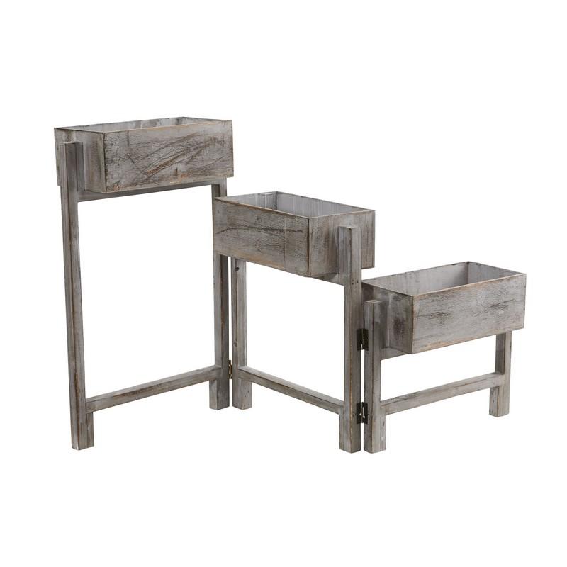 3.5' Gray Washed Expandable Decorative Planter