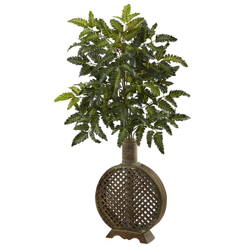 Bracken Fern with Open Weave Planter
