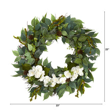Load image into Gallery viewer, 23&quot; Mixed Greens and Begonia Artificial Wreath
