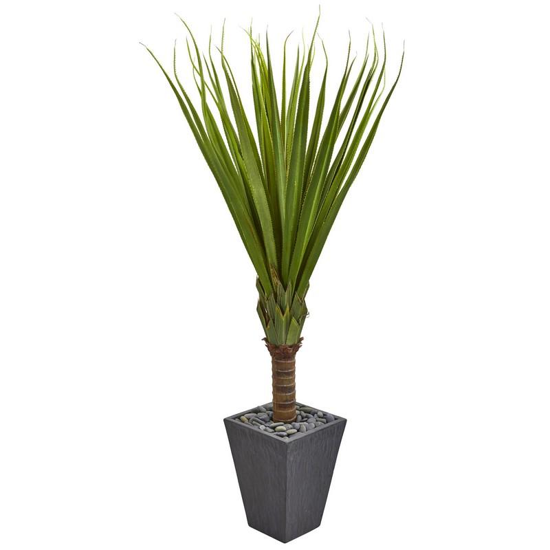 5.5' Spiky Agave Artificial Plant in Slate Planter