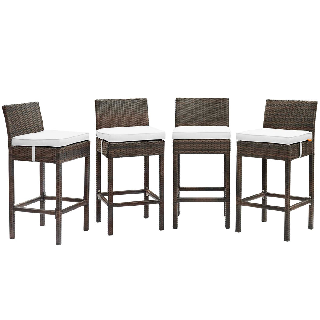 Conduit Outdoor Patio Wicker Rattan Bar Stool Set of 4 by Modway