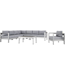 Load image into Gallery viewer, Shore 7 Piece Outdoor Patio Aluminum Sectional Sofa Set by Modway
