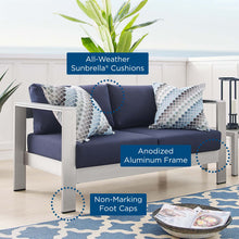 Load image into Gallery viewer, Shore Sunbrella¨ Fabric Aluminum Outdoor Patio Loveseat by Modway
