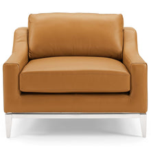 Load image into Gallery viewer, Harness Stainless Steel Base Leather Armchair by Modway
