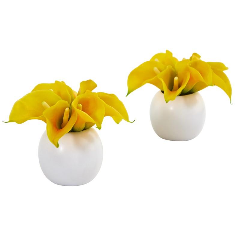 Calla Lily Artificial Arrangement in White Vase (Set of 2)