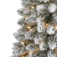 Load image into Gallery viewer, 6&#39; Flocked Pencil Artificial Christmas Tree with 300 Clear Lights
