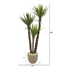 Load image into Gallery viewer, 60&quot; Yucca Artificial Tree in Sandstone Planter
