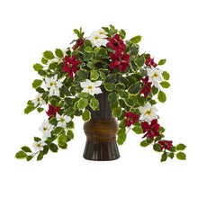 Load image into Gallery viewer, 22.5&quot; Poinsettia and Holly Artificial Plant in Decorative Planter (Real Touch)
