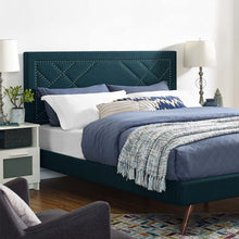 Load image into Gallery viewer, Reese Nailhead Upholstered Linen Fabric Full / Queen Headboard by Modway
