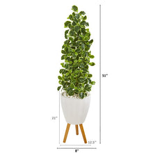 Load image into Gallery viewer, 51&quot; Variegated Holly Leaf Artificial Tree in White Planter with Stand
