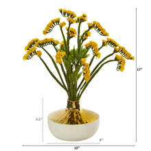 Load image into Gallery viewer, 17&quot; Baby Breath Artificial Arrangement in Gold and Cream Elegant Vase
