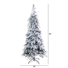 Load image into Gallery viewer, 7&#39; Flocked Montana Down Swept Spruce Artificial Christmas Tree
