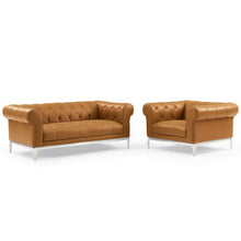 Load image into Gallery viewer, Idyll Tufted Upholstered Leather Loveseat and Armc
