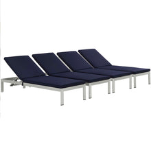 Load image into Gallery viewer, Shore Outdoor Patio Aluminum Chaise with Cushions Set of 4 by Modway
