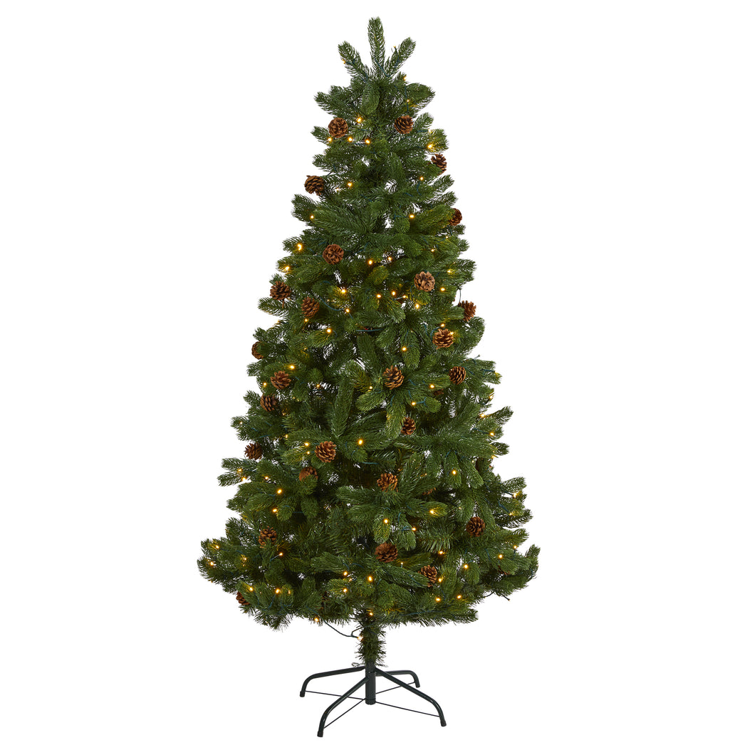 6' Rocky Mountain Spruce Artificial Christmas Tree w/ Pinecones