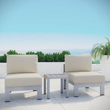 Load image into Gallery viewer, Shore 3 Piece Outdoor Patio Aluminum Sectional Sofa Set by Modway
