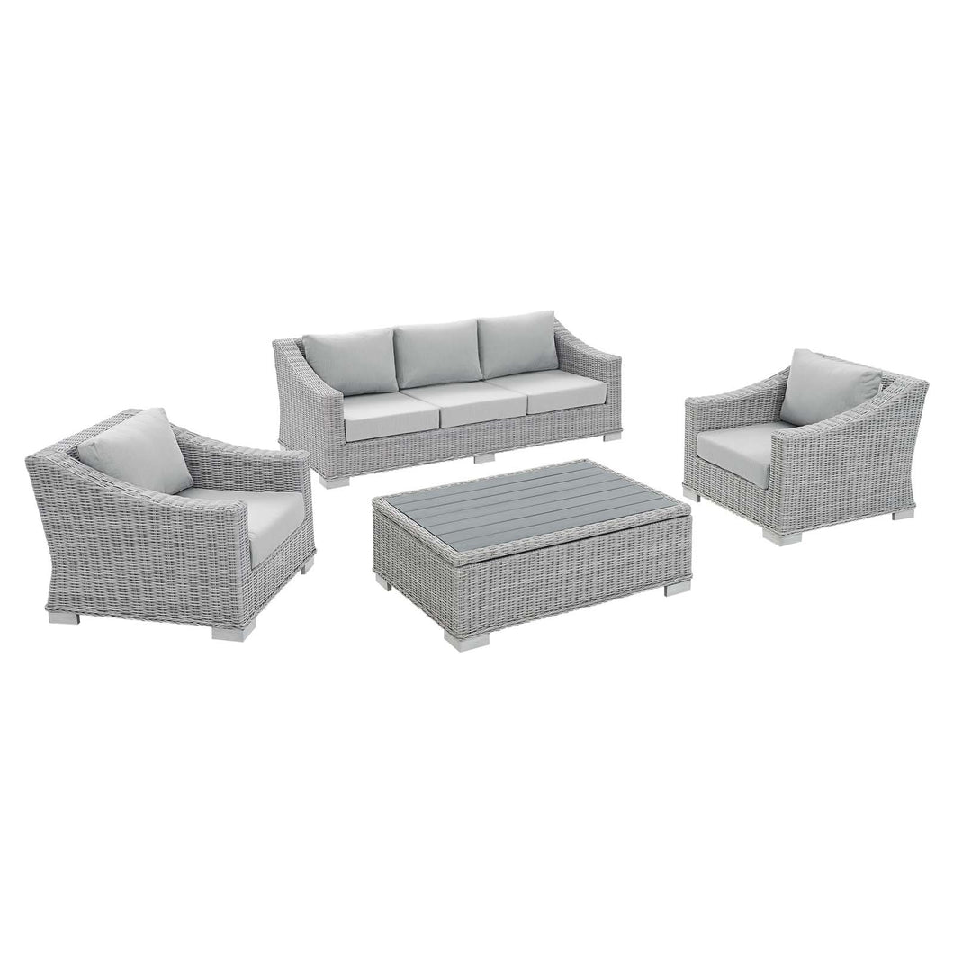 Conway 4-Piece Sunbrella¨ Outdoor Patio Wicker Rattan Furniture Set by Modway