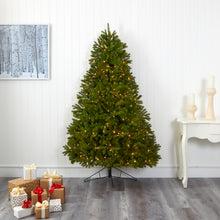 Load image into Gallery viewer, 7&#39; Cambridge Spruce Flat Back Artificial Christmas Tree w/ 500 Warm White

