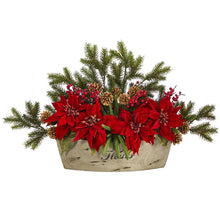 Load image into Gallery viewer, 25&quot; Poinsettia, Succulent and Pine Artificial Arrangement in Decorative Vase
