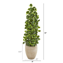 Load image into Gallery viewer, 42&quot; Variegated Holly Leaf Artificial Tree in Sand Colored Planter (Real Touch)
