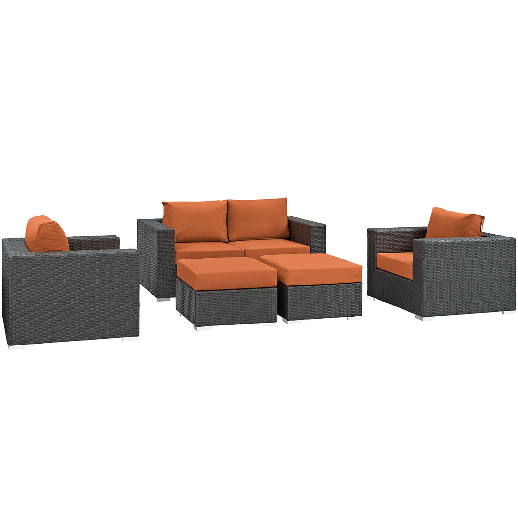 Sojourn 5 Piece Outdoor Patio Sunbrella¨ Sectional Set by Modway