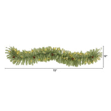 Load image into Gallery viewer, 6&#39; Christmas Pine Artificial Garland w/50 Warm White LED Lights and Pine Cones
