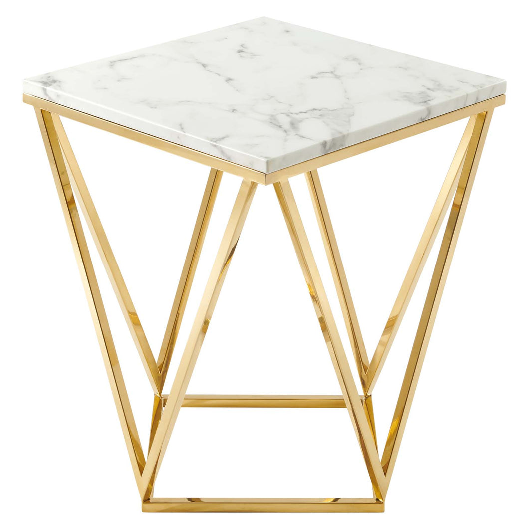 Vertex Gold Metal Stainless Steel End Table by Modway
