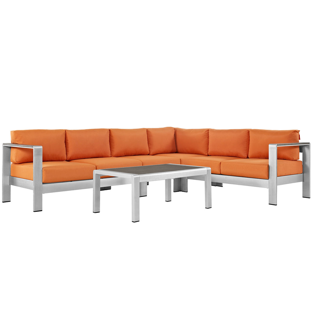 Shore 5 Piece Outdoor Patio Aluminum Sectional Sofa Set by Modway