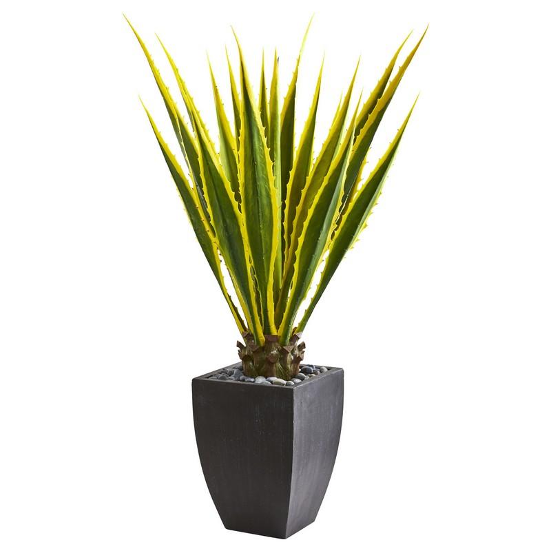 4' Agave Artificial Plant in Black Planter