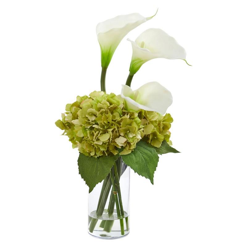 Calla Lily and Hydrangea Artificial Arrangement