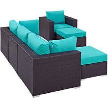 Load image into Gallery viewer, Convene 6 Piece Sectional Set in Espresso Turquoise
