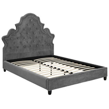 Load image into Gallery viewer, Valentina Tufted Nailhead Performance Velvet Queen Platform Bed by Modway

