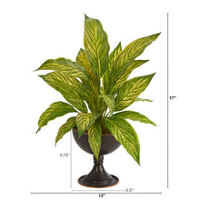 Load image into Gallery viewer, 17&quot; Musa Leaf Artificial Plant in Metal Chalice
