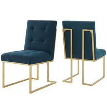 Load image into Gallery viewer, Privy Gold Stainless Steel Upholstered Fabric Dining Accent Chair Set of 2 by Modway
