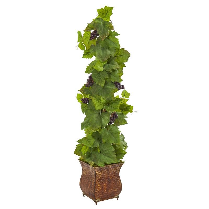 4' Grape Artificial Plant in Square Metal Planter
