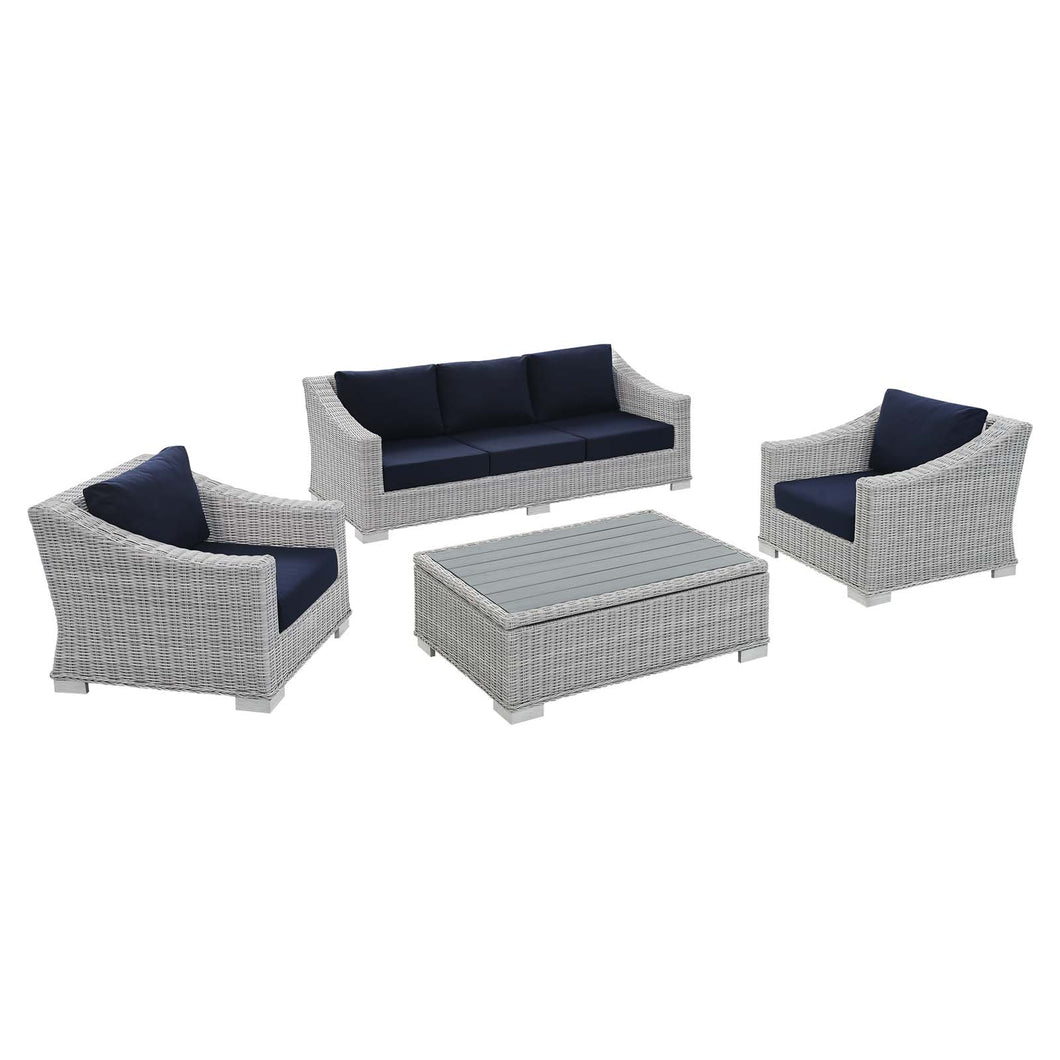 Conway 4-Piece Sunbrella¨ Outdoor Patio Wicker Rattan Furniture Set by Modway