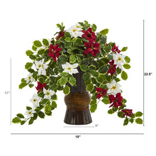 Load image into Gallery viewer, 22.5&quot; Poinsettia and Holly Artificial Plant in Decorative Planter (Real Touch)
