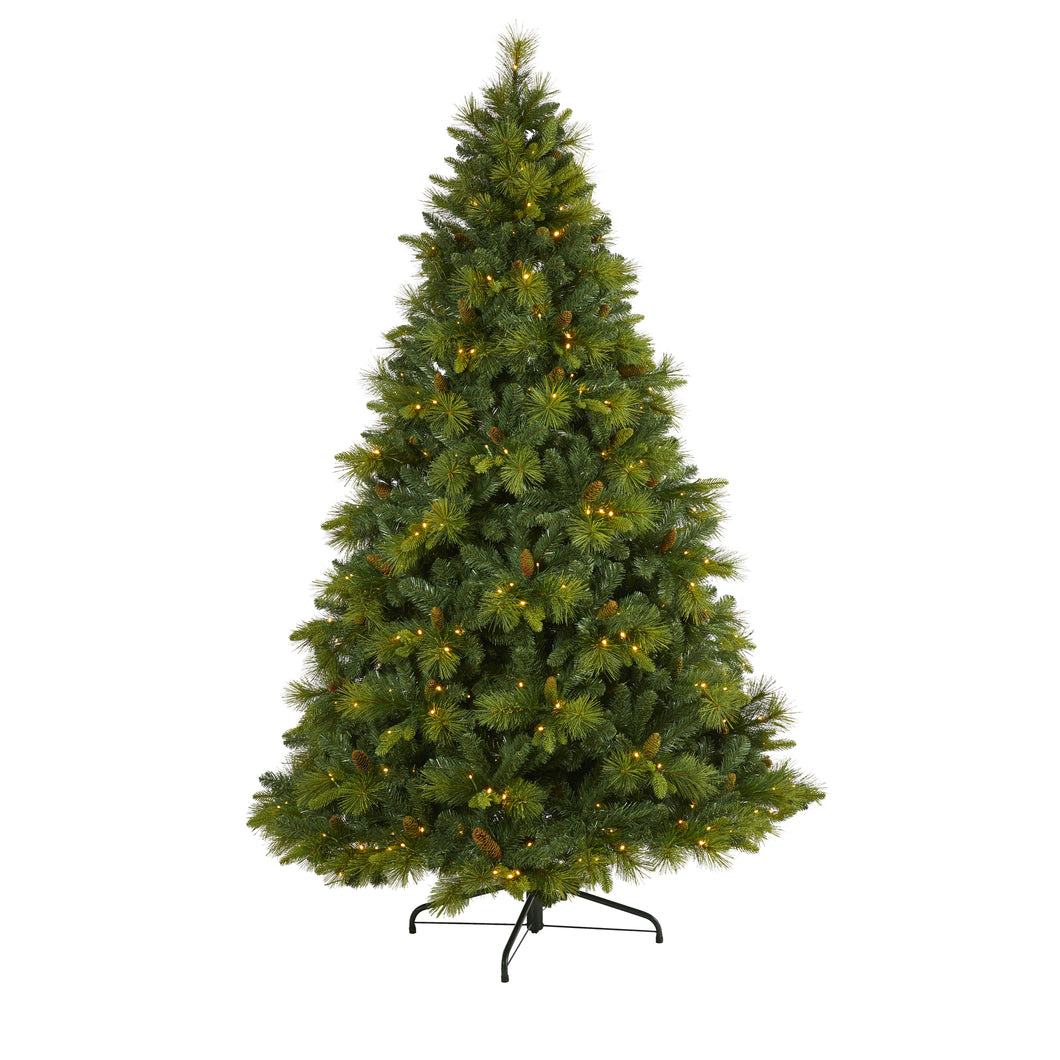 7.5' North Carolina Mixed Pine Artificial Christmas Tree w/ 470 Warm White LED